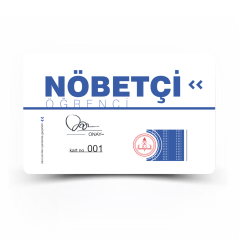 pArt Nöbetçi Öğrenci/Öğretmen Kartı 25 Adet