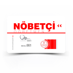 pArt Nöbetçi Öğrenci/Öğretmen Kartı 25 Adet