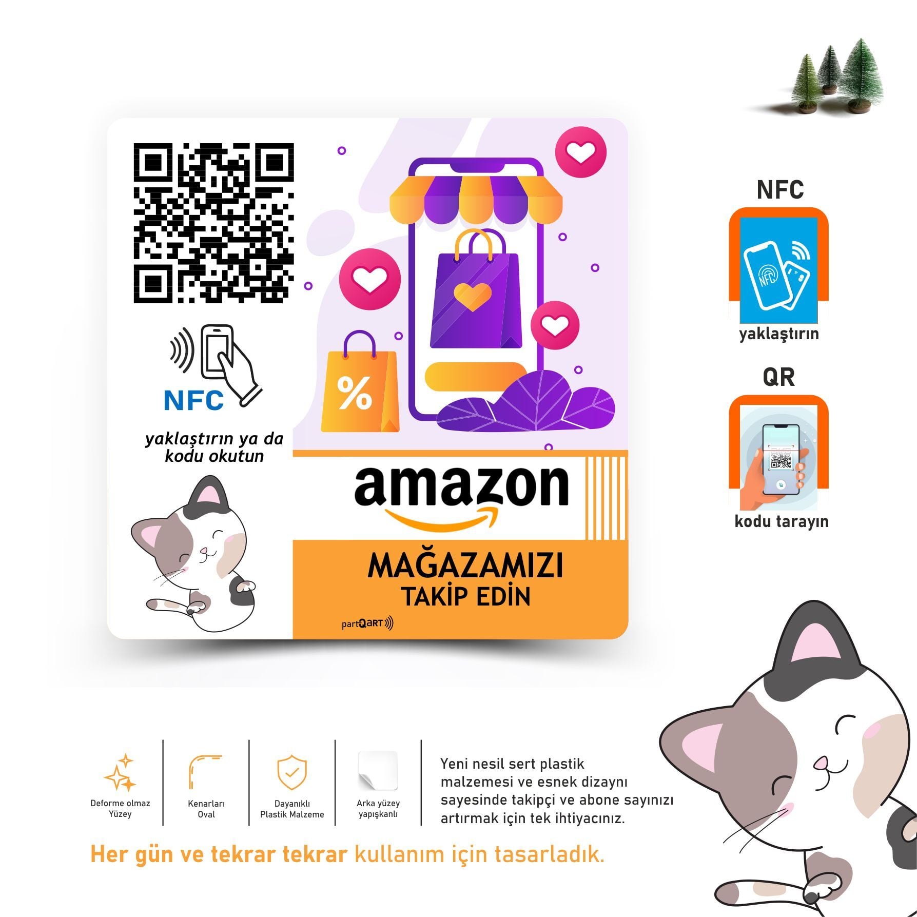 partQART Amazon Takip Levhası, (NFC+QR)