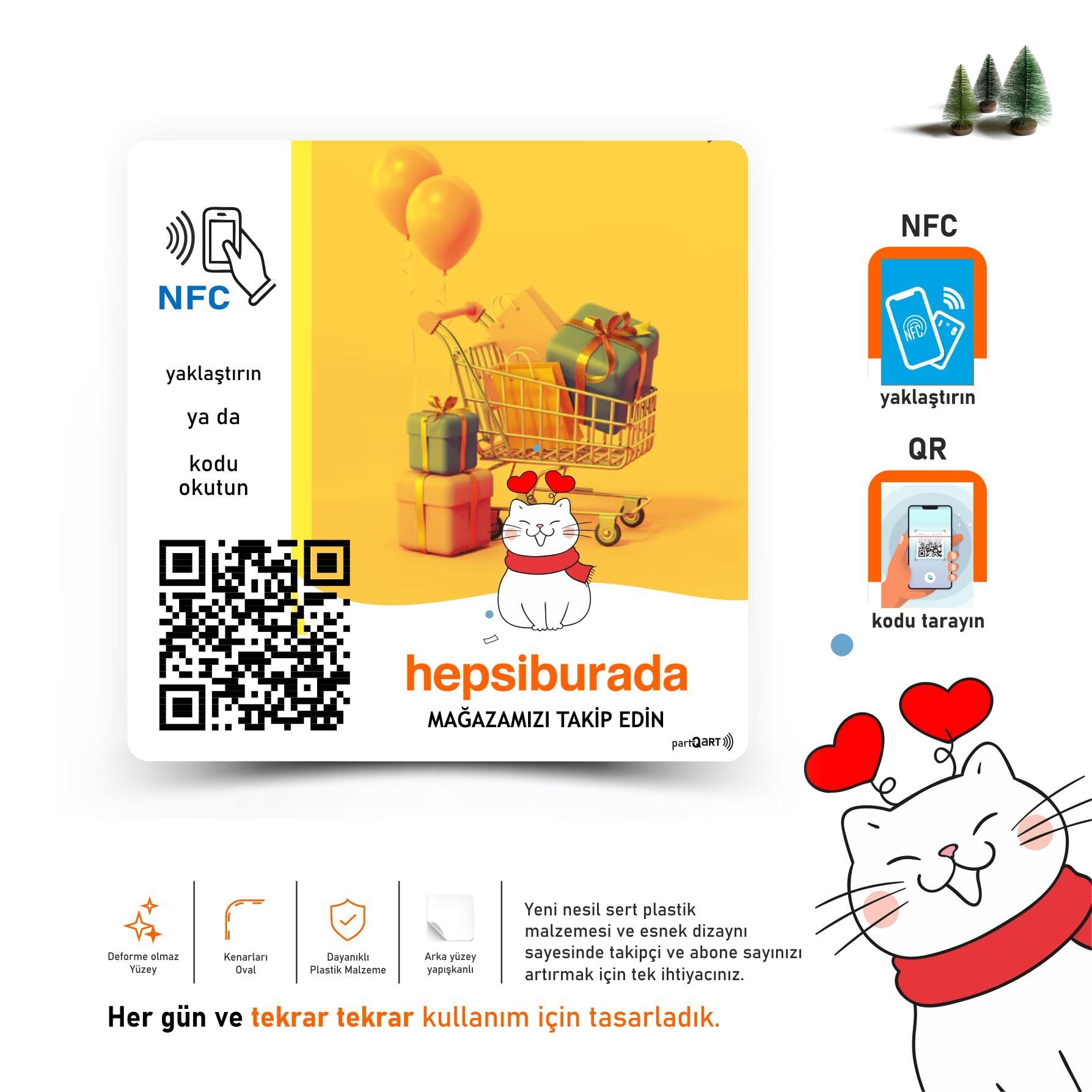 partQART Hepsiburada Takip Levhası, (NFC+QR)