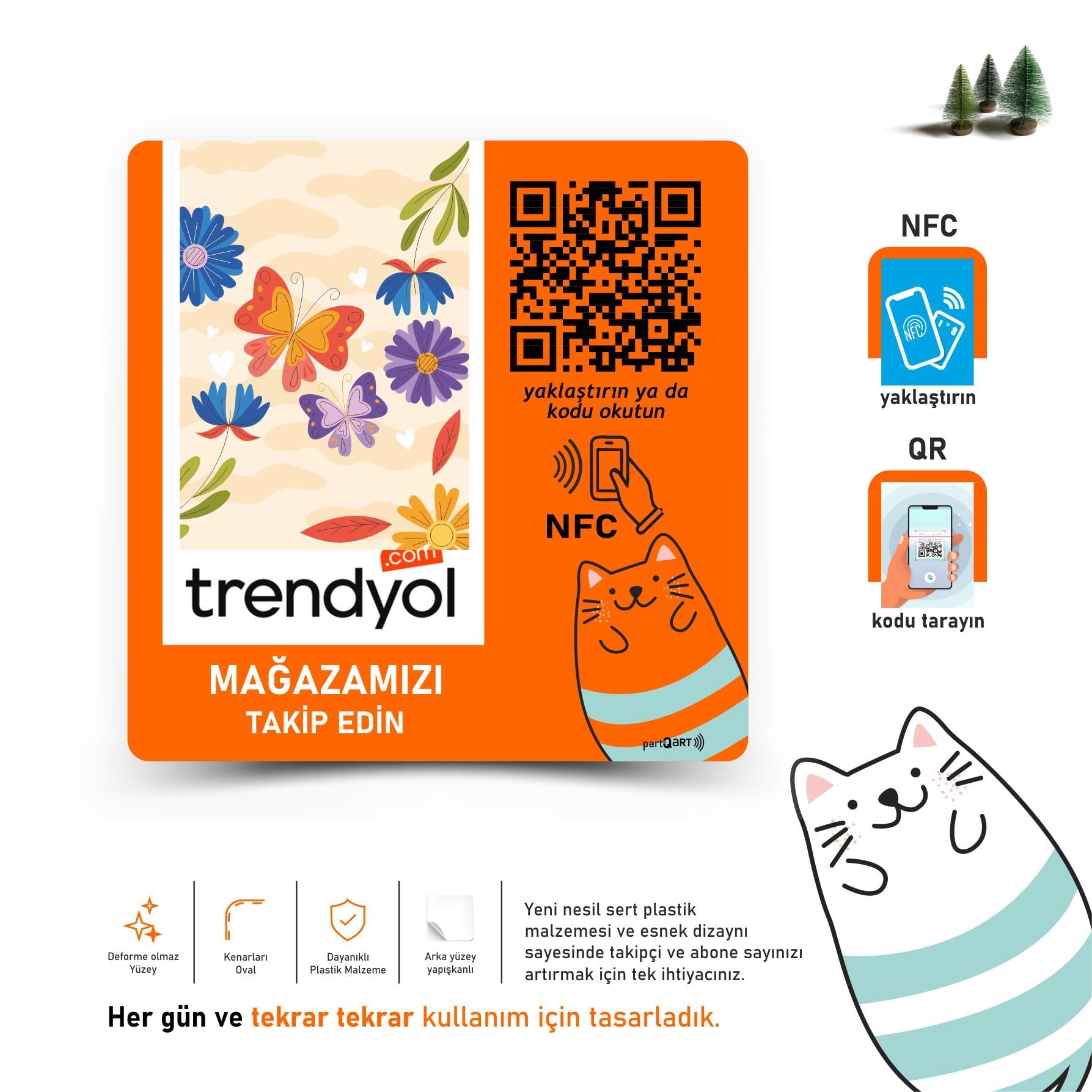 partQART Trendyol Takip Levhası, (NFC+QR)