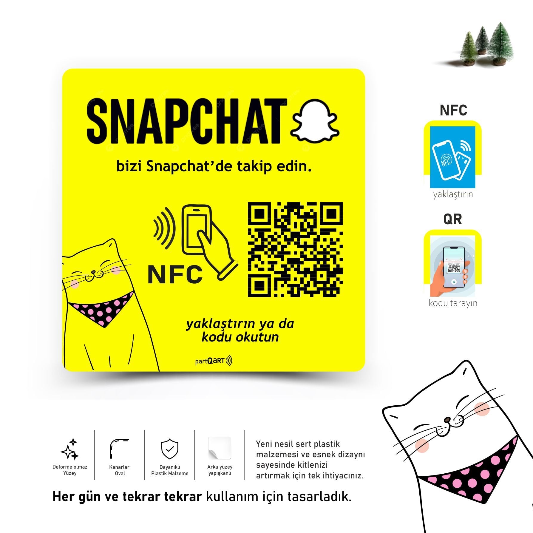 partQART Snapchat Takip Levhası, (NFC+QR)