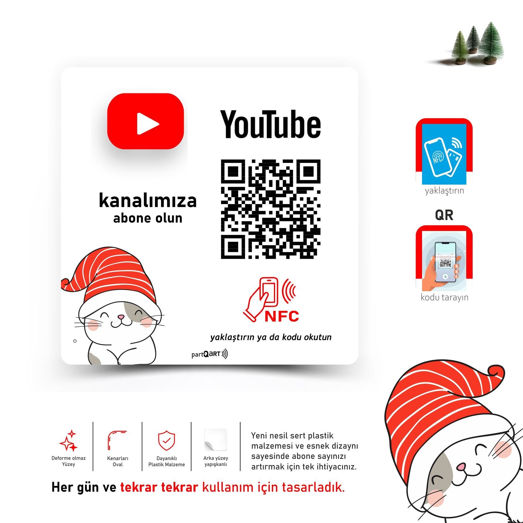 partQART YouTube Abone Levhası, (NFC+QR)