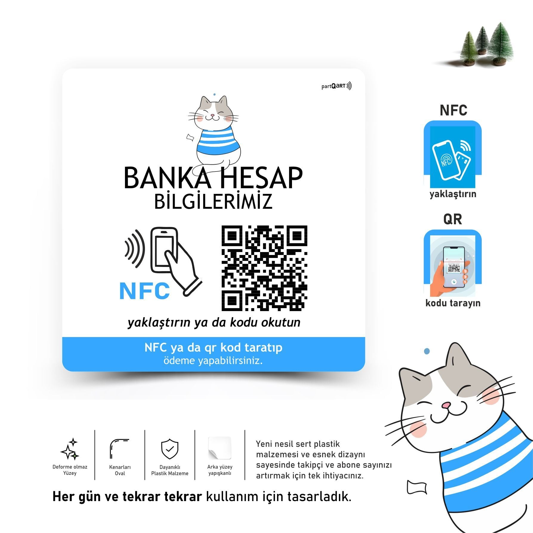partQART Hesap Numarası Levhası, (NFC+QR)