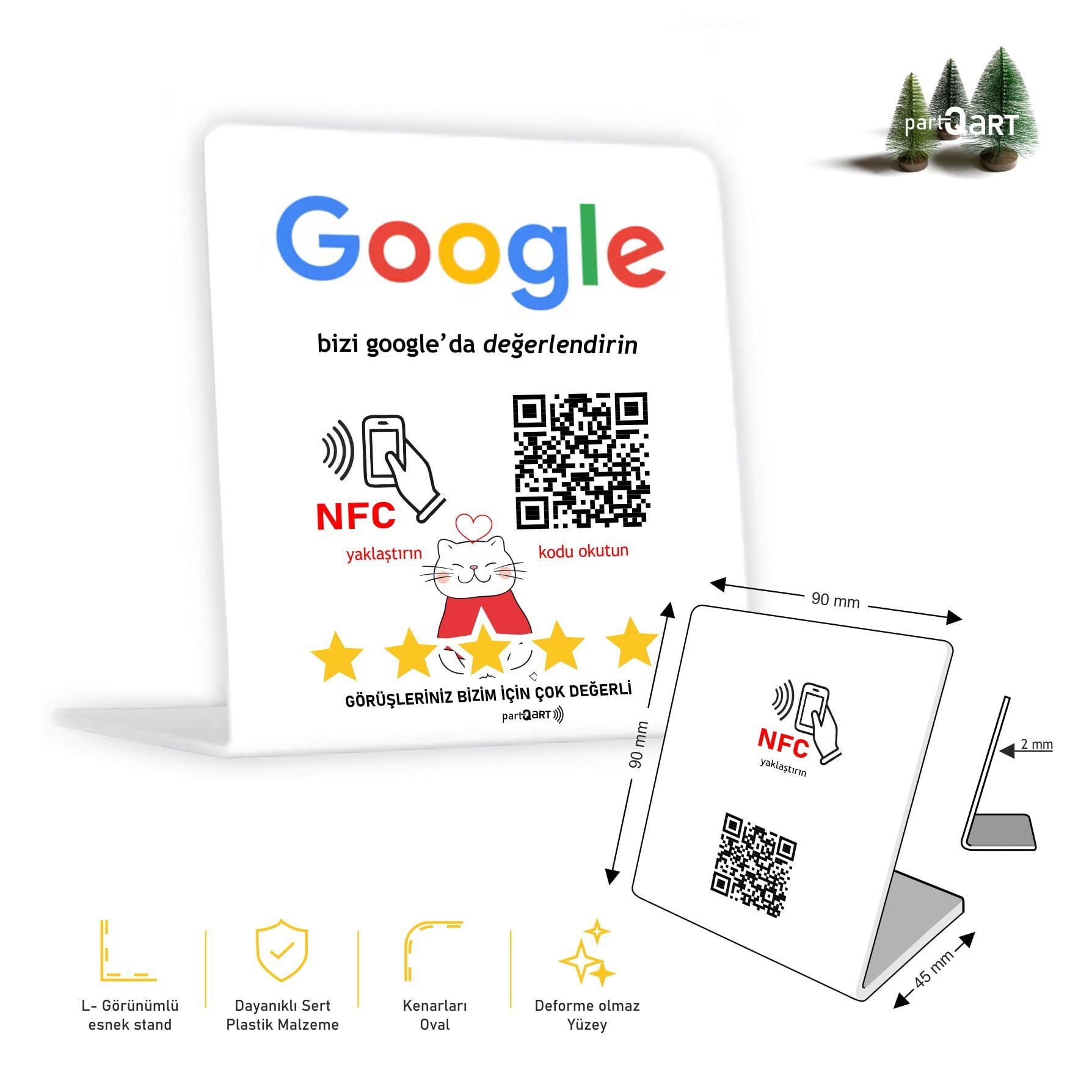 partQART Google Yorum Standı, (NFC+QR)