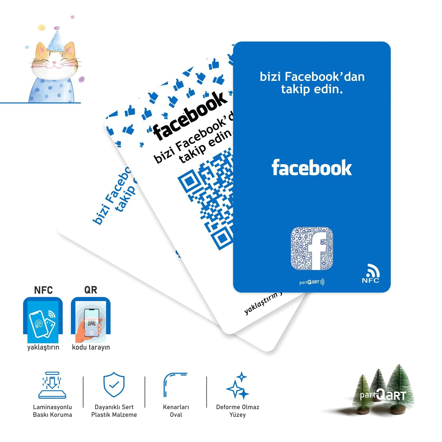 partQART Facebook Takip Kartı, (NFC+QR)