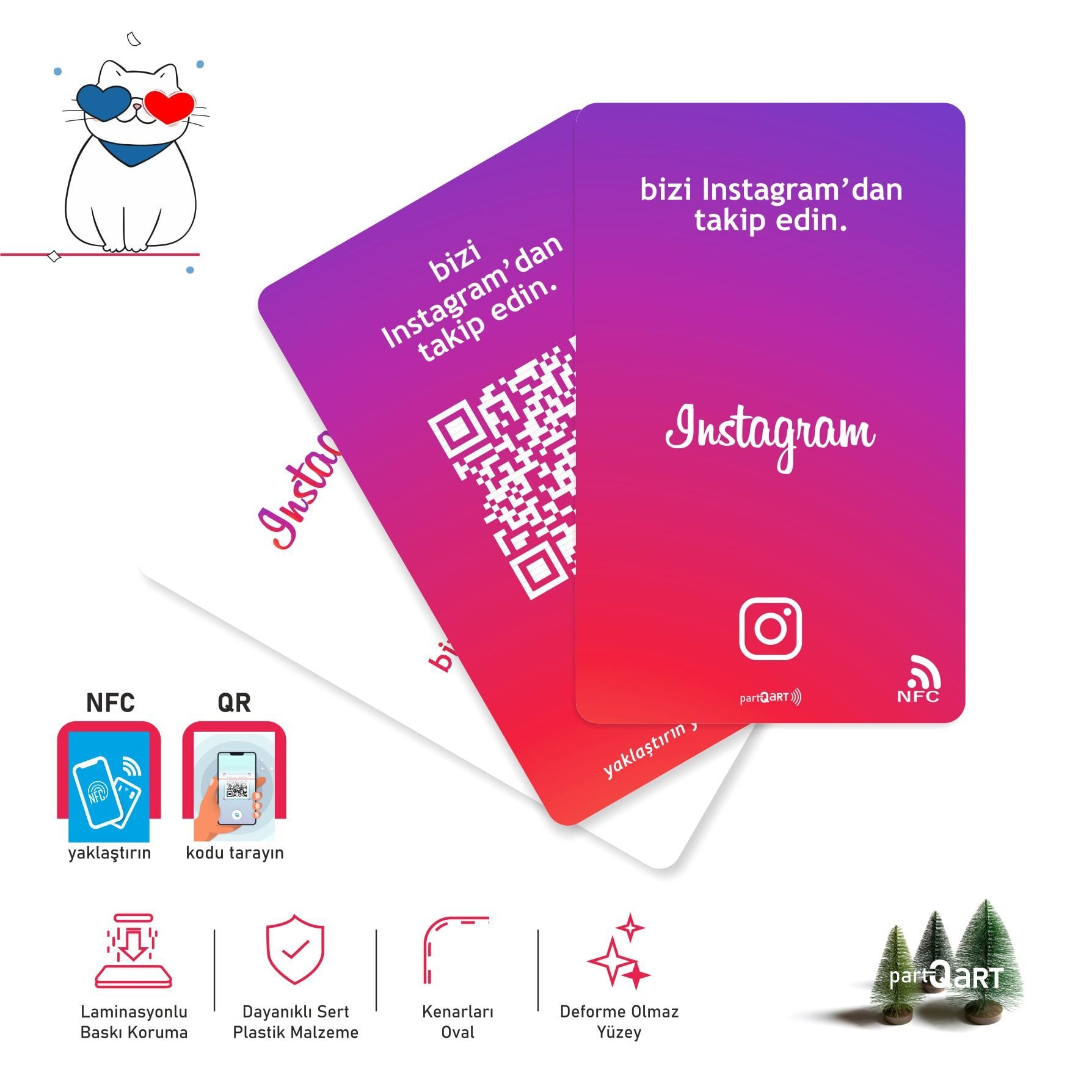 partQART Instagram Takip Kartı, (NFC+QR)