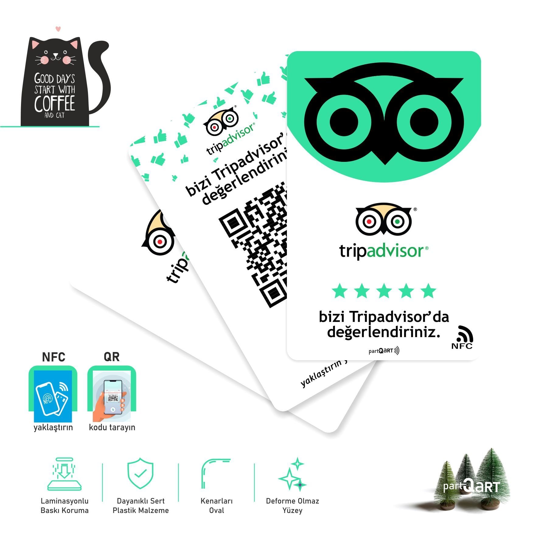 partQART Tripadvisor Yorum Kartı, (NFC+QR)