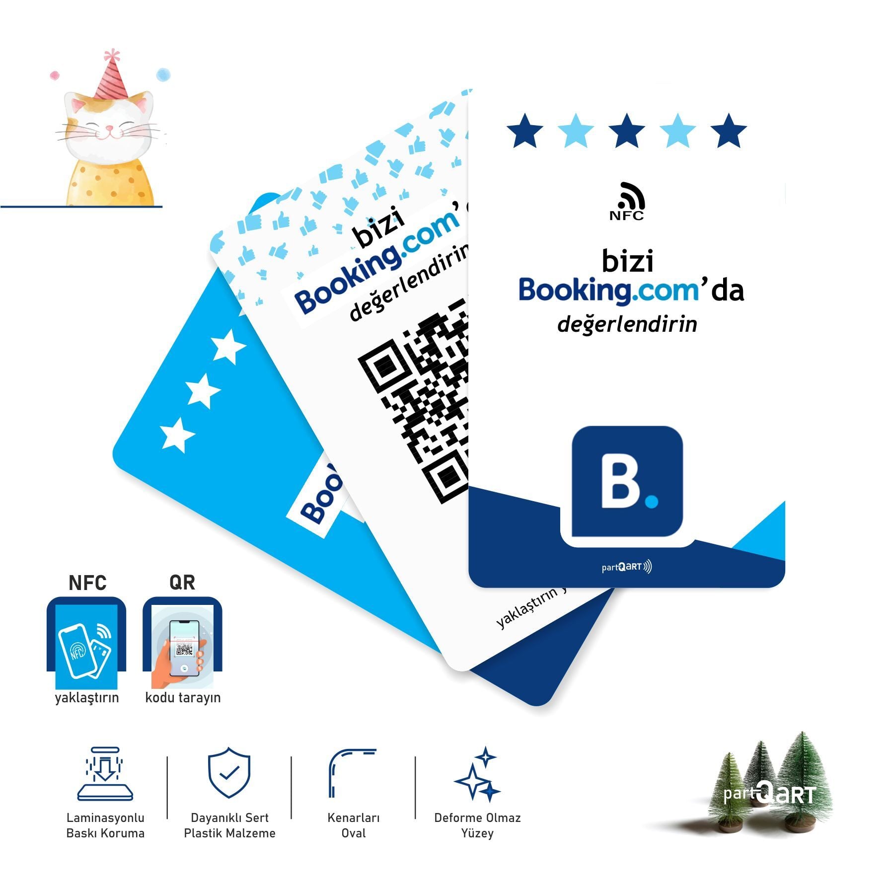 partQART Booking Yorum Kartı, (NFC+QR)