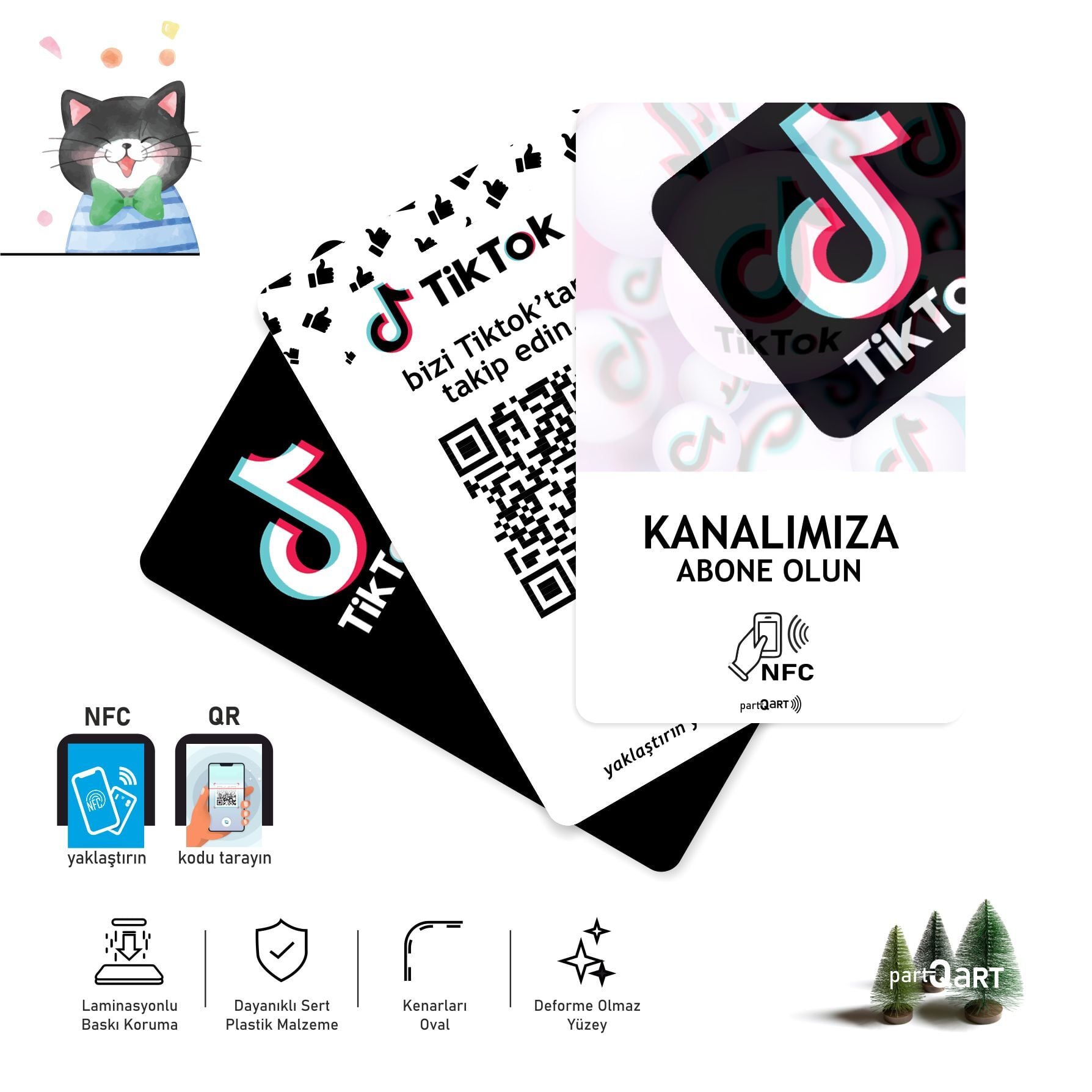 partQART TikTok Abone Kartı, (NFC+QR)