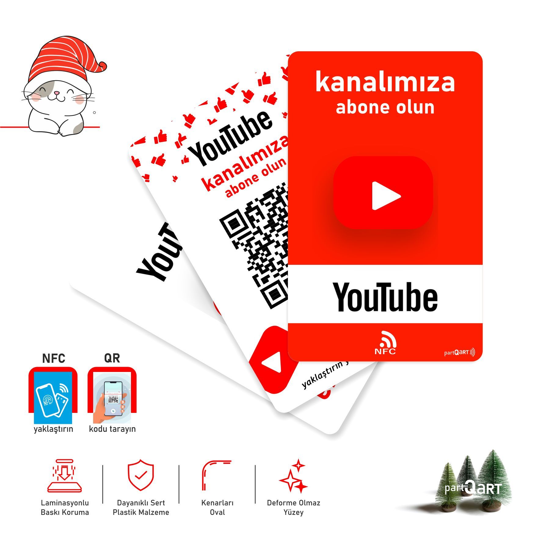 partQART YouTube Abone Kartı, (NFC+QR)