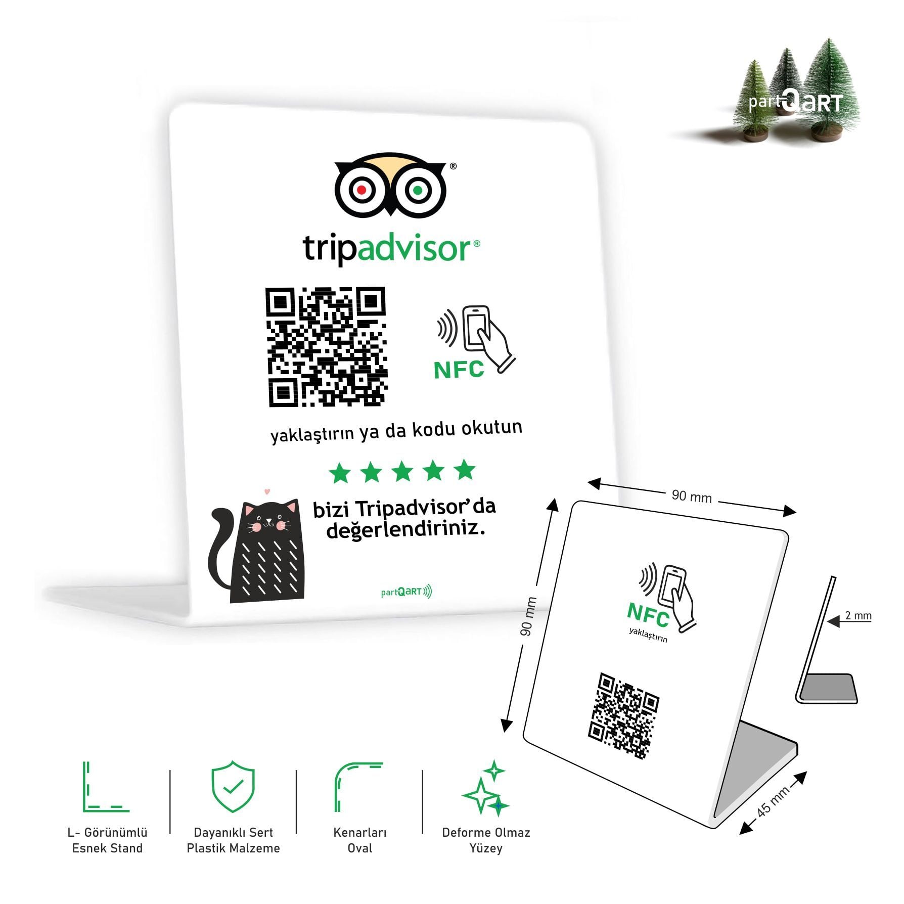 partQART Tripadvisor Yorum Standı, (NFC+QR)