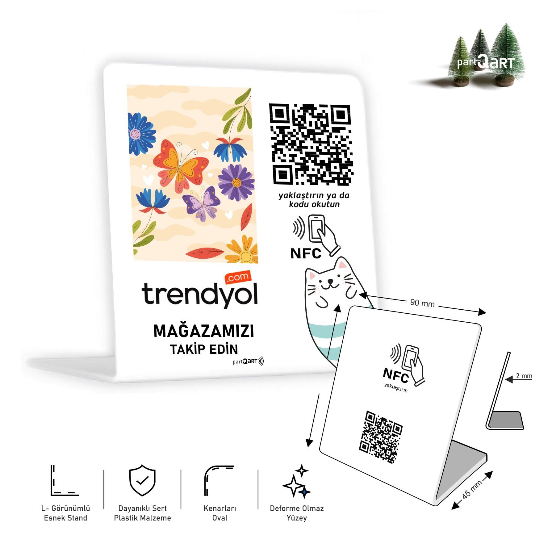 partQART Trendyol Takip Standı, (NFC+QR)