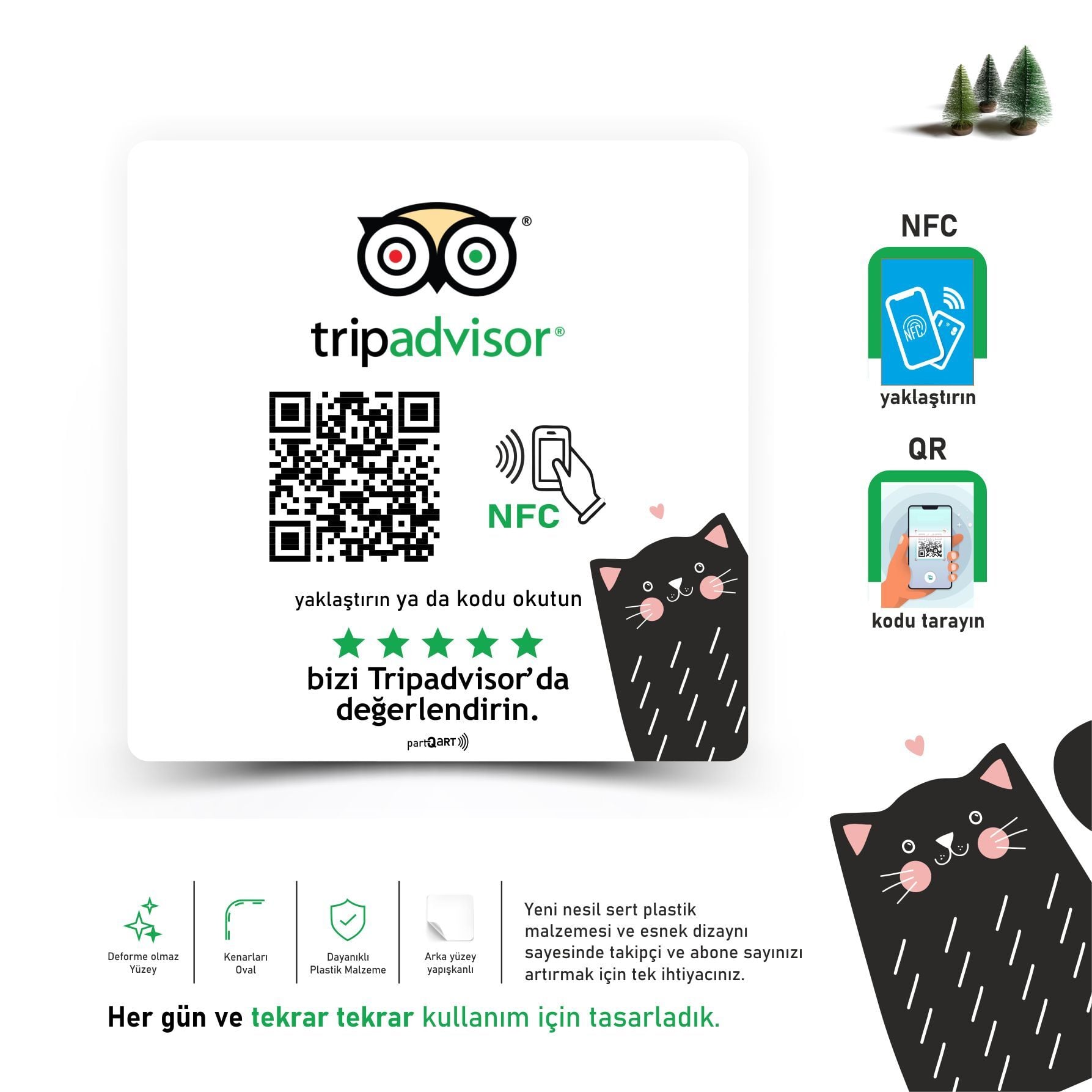 partQART Tripadvisor Yorum Levhası, (NFC+QR)
