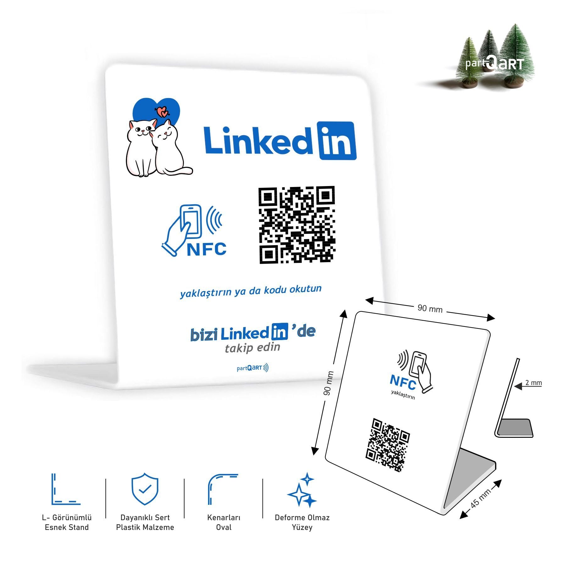 partQART Linkedin Takip Standı, (NFC+QR)