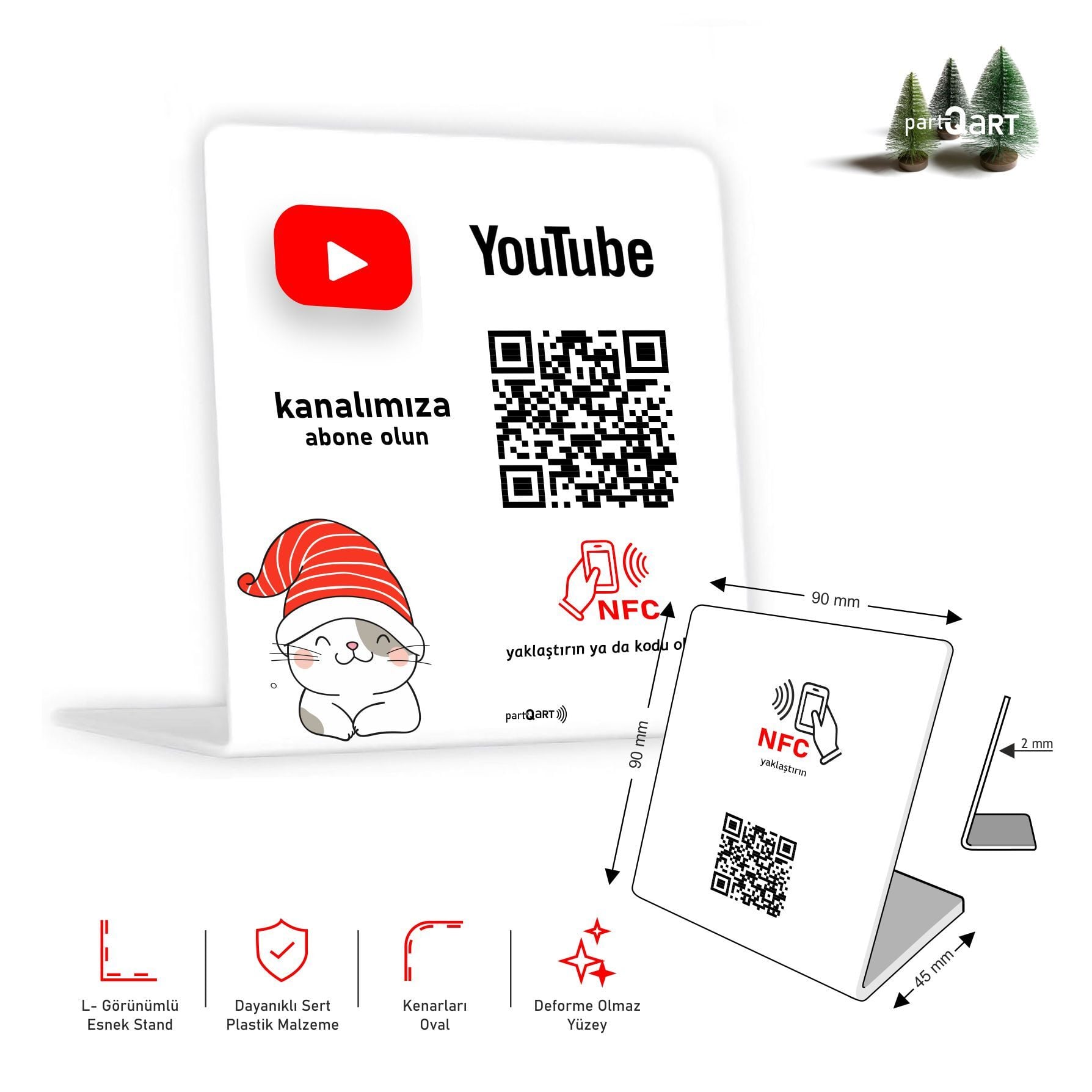partQART Youtube Abone Standı, (NFC+QR)