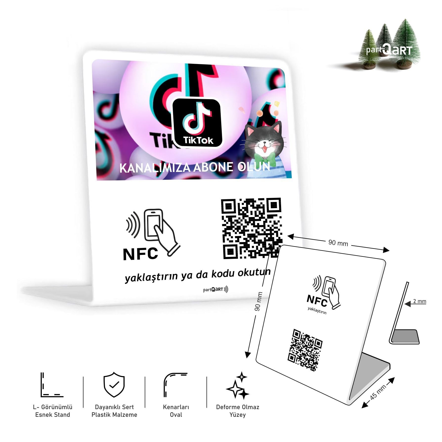 partQART TikTok Abone Standı, (NFC+QR)